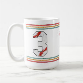 Vintage Retro Baseball Nummer 3 Typografi Kaffemugg