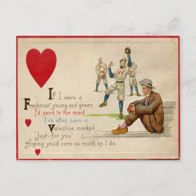 Vintage Retro Baseball Valentine-kort Helg Vykort (Framsida)