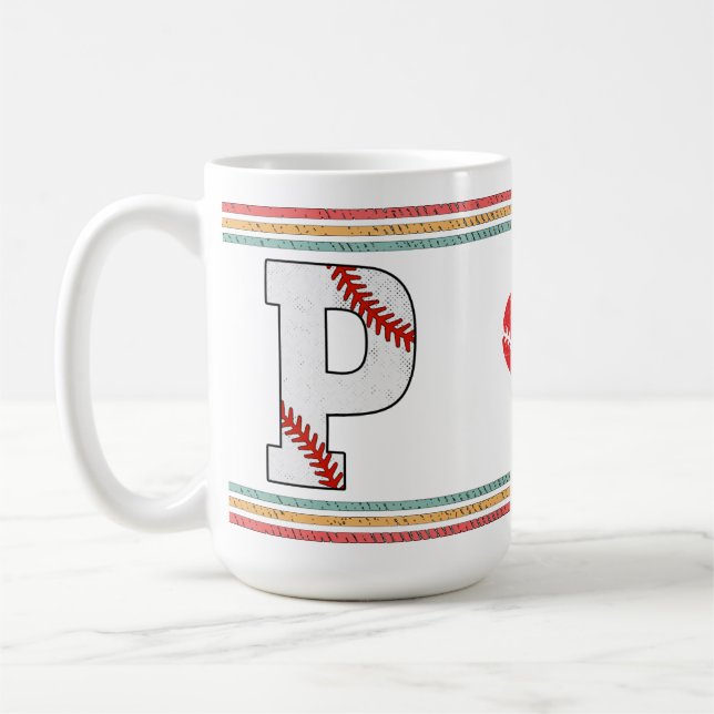 Vintage Retro Baseballbokstav P Old School Kaffemugg (Vänster)