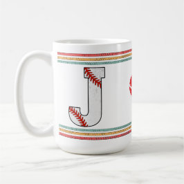 Vintage Retro Baseboll Bokstav J Varsity Kaffemugg