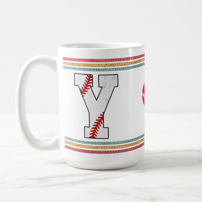 Vintage Retro Baseboll Bokstav Y Klassisk Kaffemugg (Vänster)