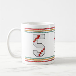 Vintage Retro Baseboll Nummer 5 Nedsliten Kaffemugg