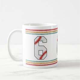 Vintage Retro Baseboll Nummer 6 Old School Kaffemugg