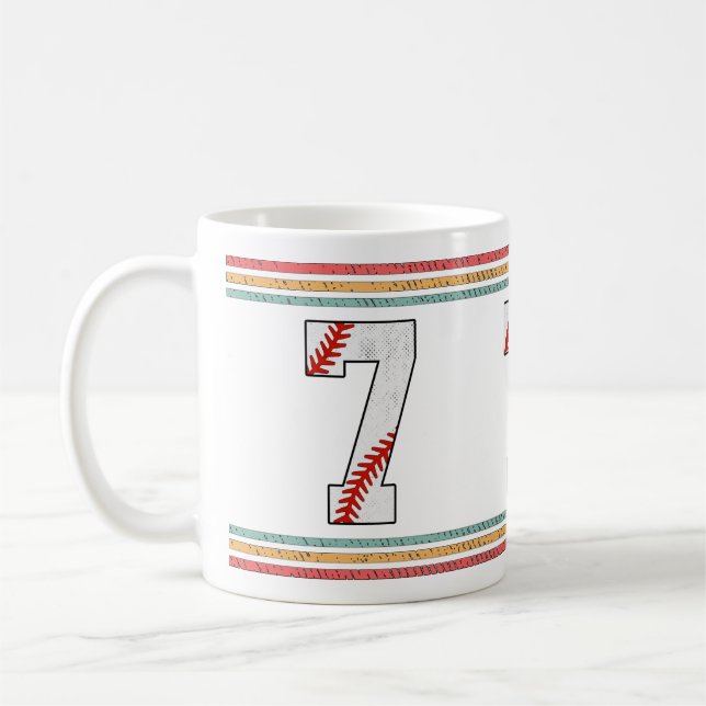 Vintage Retro Baseboll Nummer 7 Atletisk Kaffemugg (Vänster)
