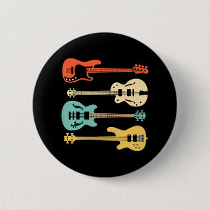 Vintage Retro Bass Guitar Baid Player Knapp