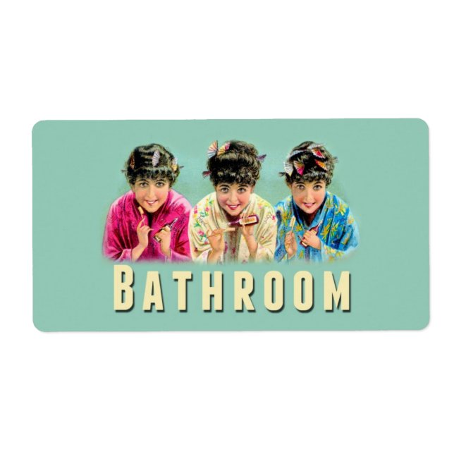 Vintage Retro Bathroom Flytta Box etikett liten Fraktsedel (Framsidan)