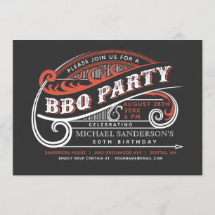 Vintage Retro BBQ-partiinbjudningar Inbjudningar