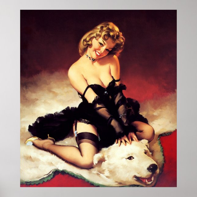 Vintage Retro Bear Facts Pin-up Girl Poster (Framsidan)