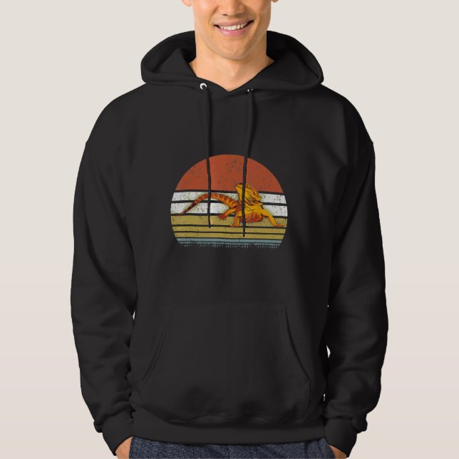 Vintage Retro Bearded Dragon Sunset Hoodie (Framsida)