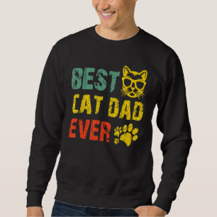 Vintage Retro Best Cat Pappa All Cat Pappa Far Lång Ärmad Tröja