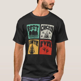 Vintage Retro Best Chicken Auntie All Farmer Fam T Shirt