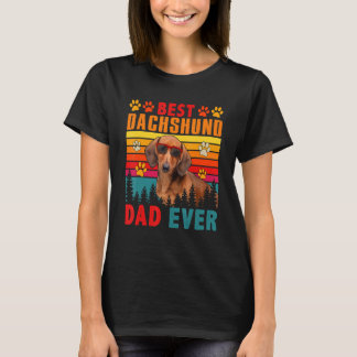 Vintage Retro Best Dachshund Pappa Alltid Cute Sol T Shirt
