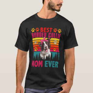 Vintage Retro Best Gräns Collie Mamma Alltid Cute T Shirt