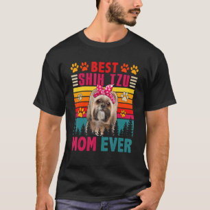 Vintage Retro Best Shih Tzu Mamma Alltid Cute Hund T Shirt