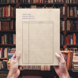 Vintage Retro Bibliotek kort Pappert Bläck Letterh