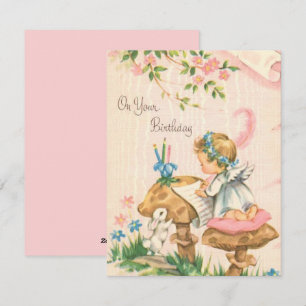 Vintage Retro Birthday Angel på svampar Julkort