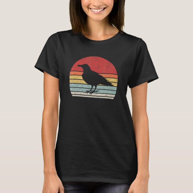 Vintage Retro Black Crow Raven Bird T Shirt (Framsida)