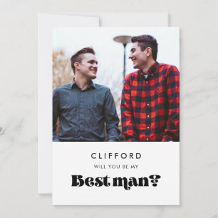Vintage retro Blir du min bestman fotokort Inbjudningar