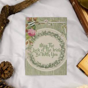 Vintage Retro Blomma St Patrick's Day Vykort