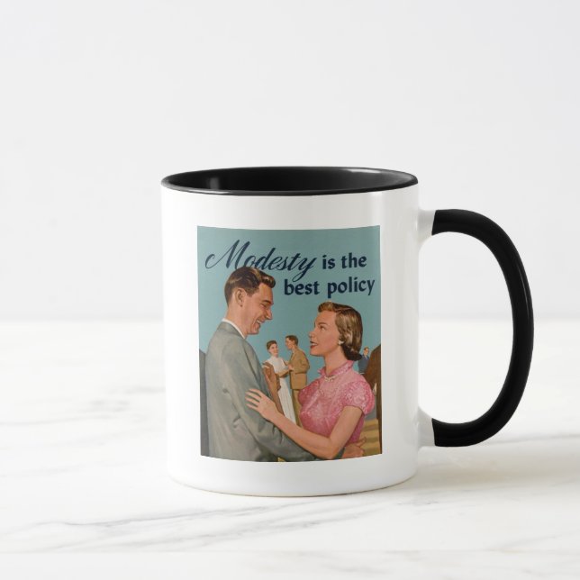 Vintage Retro "blygsamhet är den bästa principen" Mugg (Höger)