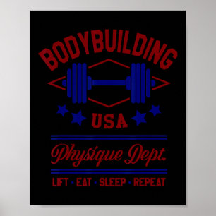 Vintage Retro Bodybuilding Gym För manar and Women Poster