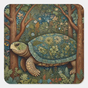 Vintage retro bohemian boho woodland fyrkantigt klistermärke