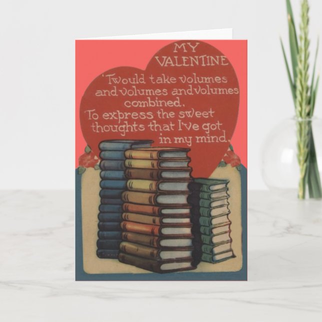 Vintage Retro Bok Älskare Valentine Card Helgkort (Framsida)