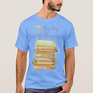 Vintage Retro Bokar Reading är My Therapy Flowers T Shirt