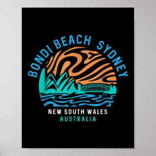 Vintage Retro Bondi Beach Sydney Australia Surfer Poster