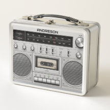 Vintage Retro Boombox Personlig Namn Lunchlåda