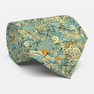 Vintage Retro Botaniskt Blommönster Slips
