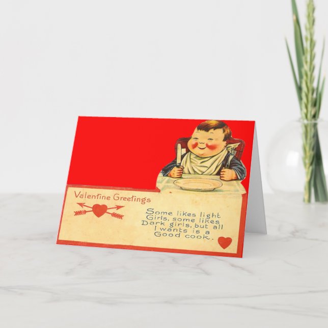 Vintage Retro Bra Cook Valentine Card Helgkort (Framsida)