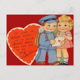 Vintage Retro-brevbärare som skickar ut Valentinko Helg Vykort