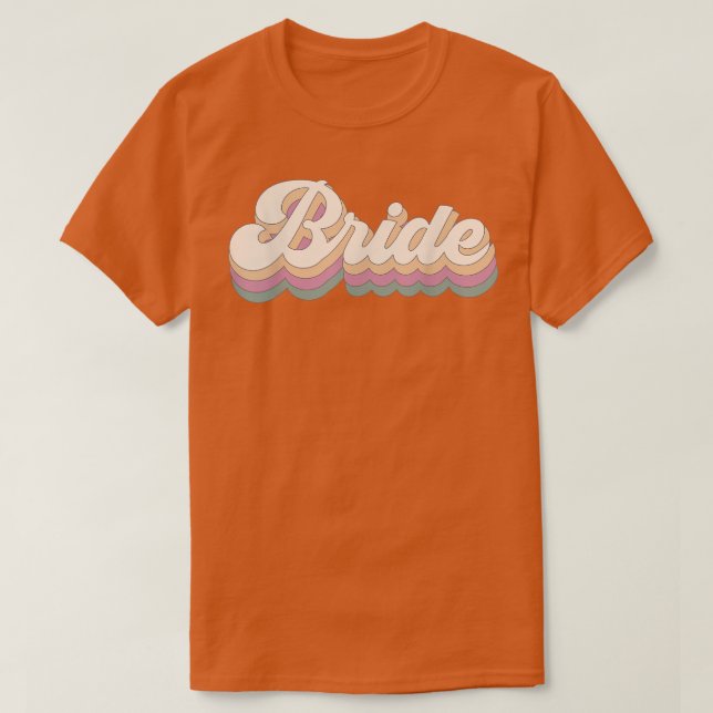 Vintage Retro Bride Bröllop Henfest Matcher T Shirt (Design framsida)