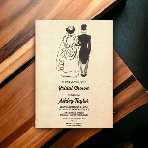 Vintage Retro Bride Groom Romantic Möhippa Inbjudningar