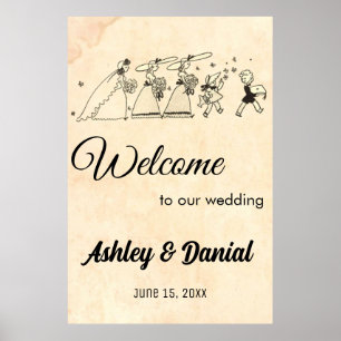 Vintage Retro Bridesmaids 50s Old Rustic Bröllop Poster