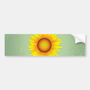 Vintage Retro Bright Gult Solros / Mint Grönt Bildekal