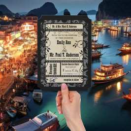 Vintage Retro Broadway Rustic Movie Biljett Bröllo Inbjudningar