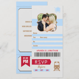 Vintage Retro Bröllop RSVP Tågbiljett Stub foto Inbjudningar
