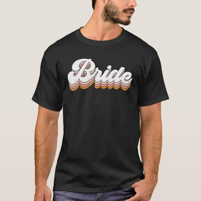 Vintage Retro Brud Bröllop Brudtärna Fest Matta T Shirt (Framsida)