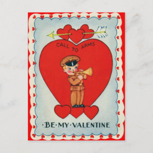 Vintage Retro Bugler Valentine Card Helg Vykort