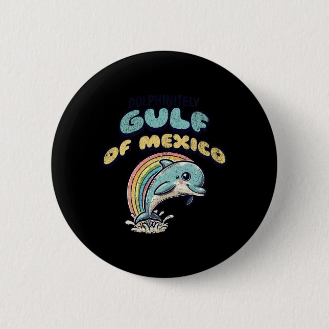 Vintage Retro Bukt of Mexico Funny Dolphin Knapp (Framsida)