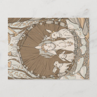 Vintage Retro Bunny Rabbits Vykort