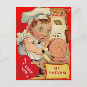 Vintage Retro Butcher Valentine Card Helg Vykort