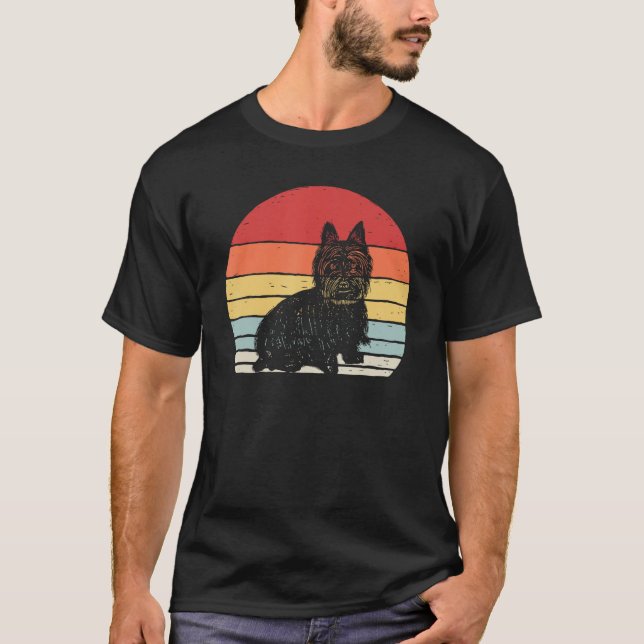 Vintage Retro Cairn Terrier Hund aveln T Shirt (Framsida)