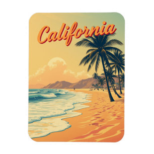 Vintage Retro California Beach Travel Card Magnet
