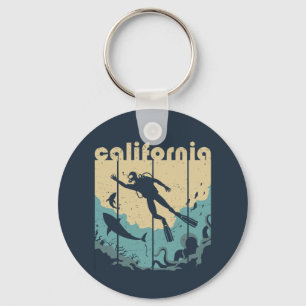 Vintage Retro California Diving Coola Scuba Diver Nyckelring