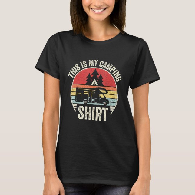 Vintage Retro Camping Trailer Camper Van T Shirt (Framsida)