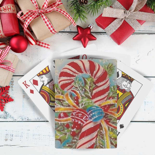Vintage Retro Candy Cane Christmas Casinokort (Skapare uppladdad)