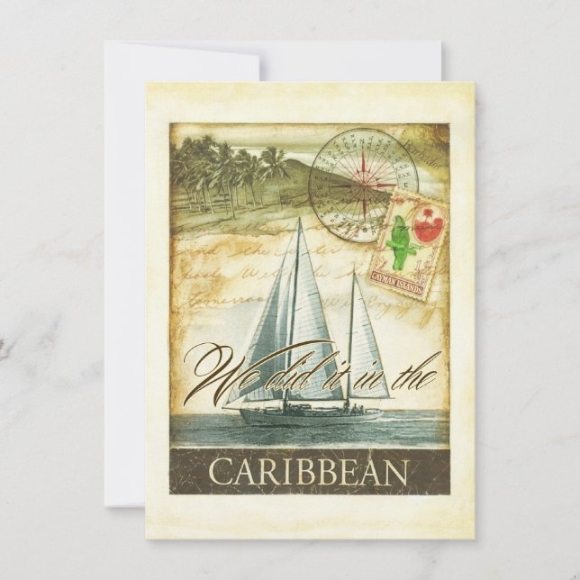 Vintage Retro Caribbean Cayman Islands Recept Inbjudningar (Framsida)